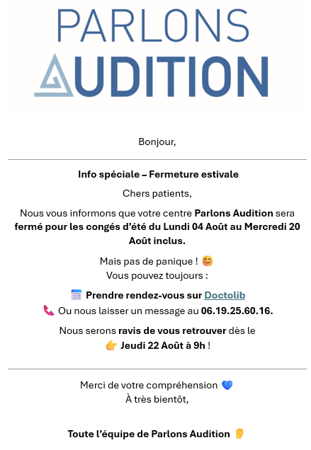 Image de l'actualité Fermeture estivale