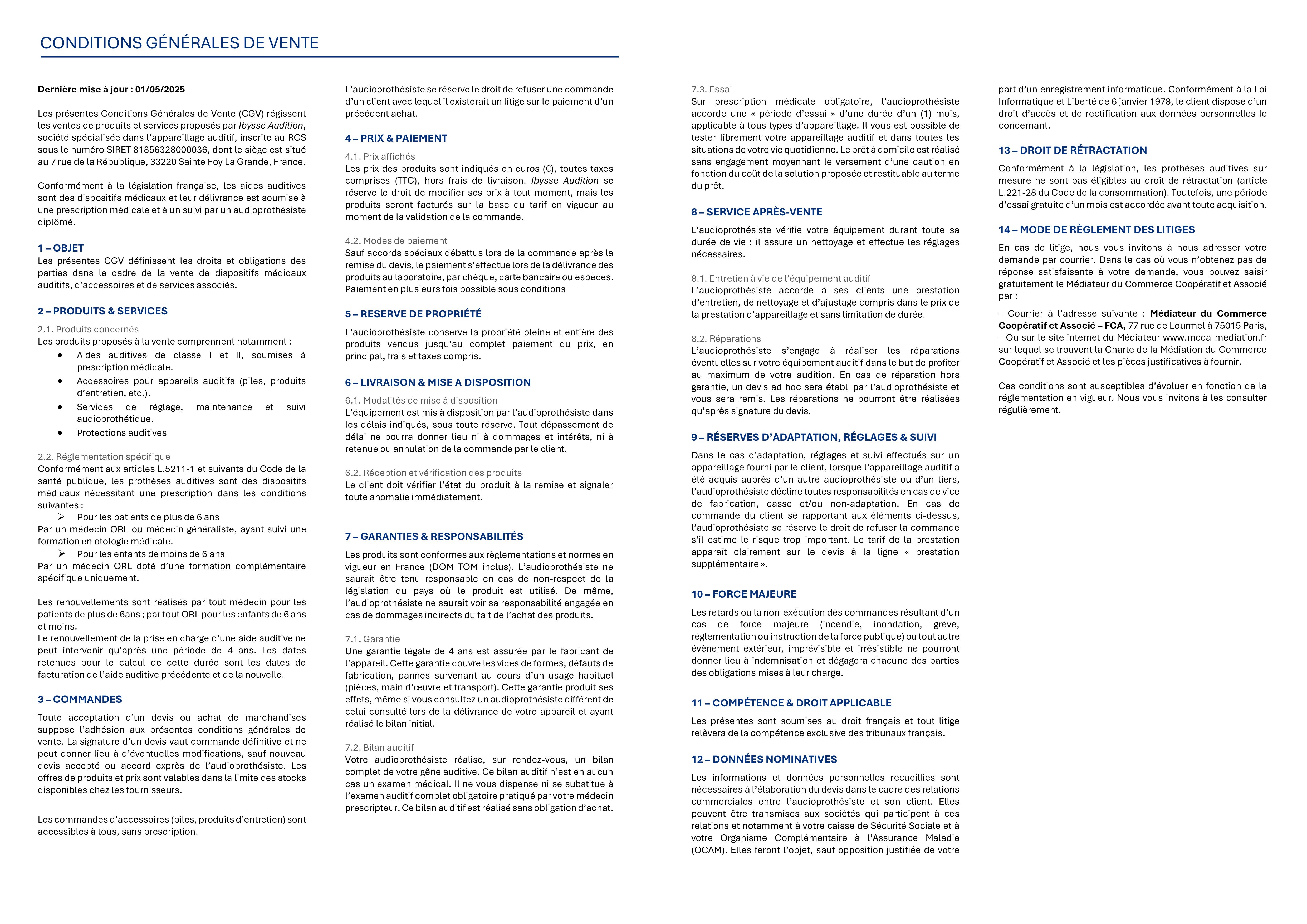 Image de l'actualité Conditions générales de vente